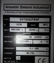 Variable Frequency Drive Nidec/Ansaldo Silcovert SVTS062FBNF