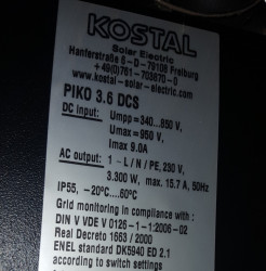 Solar inverter on-grid 3.3kW Kostal - PIKO 3.6 DCS