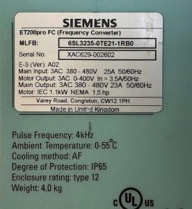 Convertizor de frecventa / VFD Siemens ET200pro 1.1kW - Img 2
