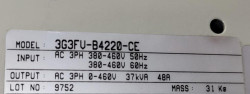 Omron Sysdrive 3G3FV VFD Inverter 22kW