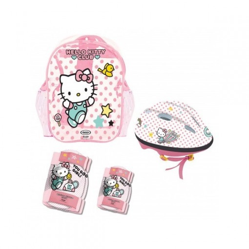 Set protectii, Casca si ghiozdan Hello Kitty