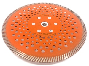 Disc diamantat pentru taiat Granit, Piatra, Beton armat, Materiale dure TURBO Laser 230mm cu prindere M14 SUPER PREMIUM - DXDY.PMPT.230.M14 - Img 2