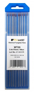 Electrozi tungsten rosu ProWELD WT20, 2.4x175mm, 10buc