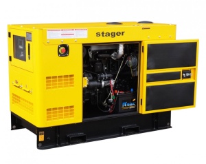 Generator insonorizat Stager YDY15S-E, diesel, monofazat 15kW, 57A, 1500rpm