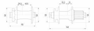 Butuc Fata MICHE 550 XM-H Boost Thrue Axle 32 H TX-15 110mm - Img 2