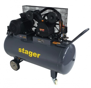 Compresor aer, 200L, 8bar, 600L/min, trifazat, angrenare curea Stager HMV0.6/200 - Img 5