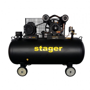 Compresor aer, 370L, 10bar, 600L/min, trifazat, angrenare curea Stager HMV0.6/370-10 - Img 3