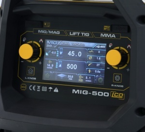 Stație sudură trifazată 500A ProWELD MIG 500Y pentru Oțel, Inox, Aluminiu, Fontă, MIG/MAG sinergic, TIG Lift, MMA + derulator extern, bobină 15kg, LCD dual - Img 5