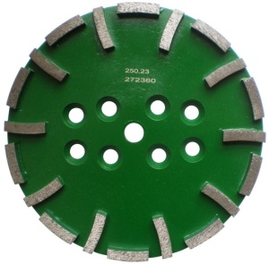 Disc cu segmenti diamantati pt. slefuire pardoseli - segment dur - Verde - 250 mm - prindere 19mm - DXDH.8500.250.23