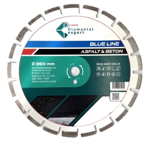 Disc DiamantatExpert LASER pt. Asfalt, Beton, Materiale abrazive 350x25,4mm (mm) taiere uscata sau umeda, Blue Line Profesional - DXQZ.BASF.350.25