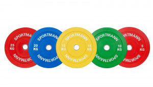 Disc Greutate Cauciuc SPORTMANN - 20 kg / 51 mm - Img 3