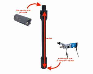 Extensie de 240mm lungime pentru carote cu prindere M16 - DXDY.117.EXT240 - Img 4