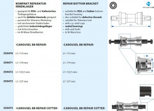 Monobloc Pedalier M-WAVE CAROUSEL BB REPAIR COTTER 136 mm - Img 2
