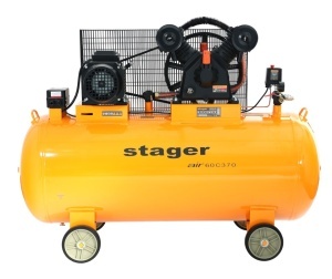 Stager Air 60C370 compresor aer, 370L, 10bar, 600L/min, trifazat, angrenare curea - Img 2