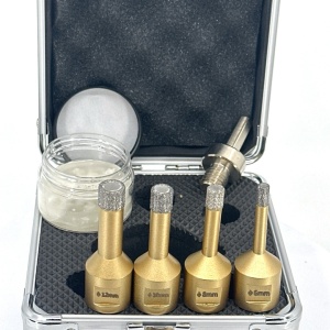 Set carote diamantate pt. gresie portelanata & piatra - diam. 6, 8, 10, 12 mm PREMIUM - DXDY.GOLDrill.MiniSet - Img 3