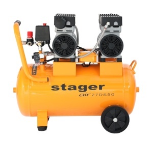 Stager Air 27DS50 compresor aer, 50L, 8bar, 270L/min, monofazat, angrenare directa, silentios - Img 2