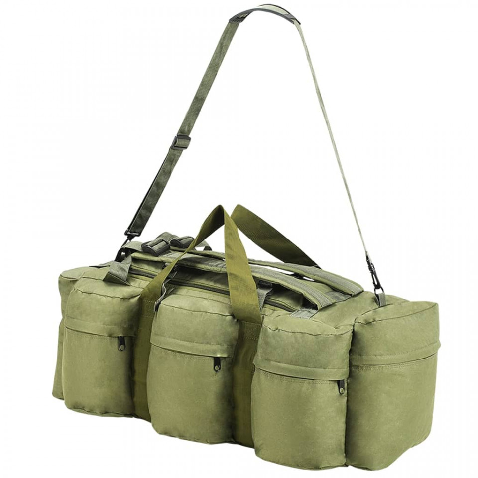 Geantă 3-în-1 în stil army, 120 L, Verde măsliniu