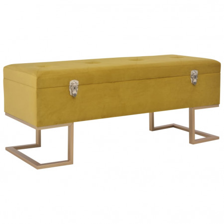 Banchetă cu un compartiment de depozitare muștar 105cm catifea