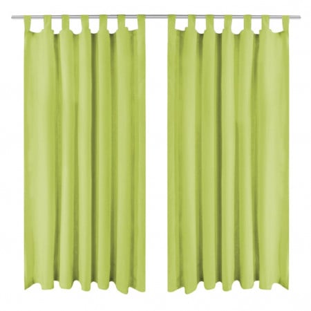 Draperii micro-satin cu bride, 2 buc, 140 x 175 cm, verde