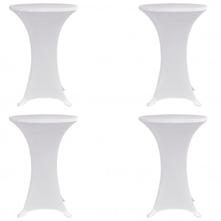 Husă de masă cu picior, Ø80 cm, alb, elastic, 4 buc.