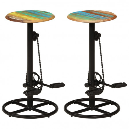 Scaune de bar, 2 buc., lemn masiv reciclat, 38 x 76 cm