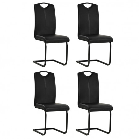 Scaune de bucătărie 4 buc piele artificială 43x55x100 cm, negru