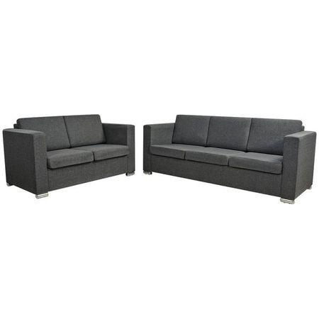 Set canapele material textil, 3 piese, gri închis