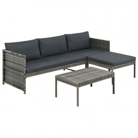 Set de mobilier de exterior, 9 piese, poliratan, gri