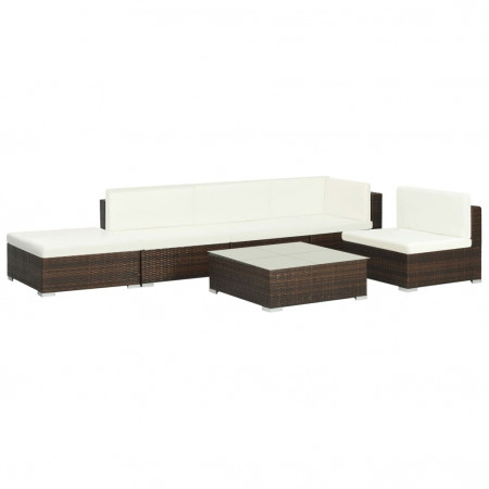 Set mobilier de exterior, 16 piese, poliratan, maro