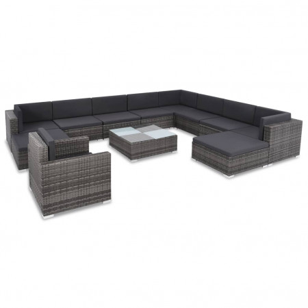 Set mobilier de exterior, 35 piese, poliratan, gri