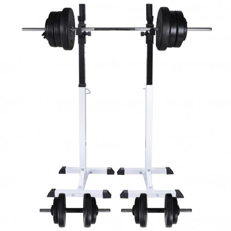 Suport haltere genoflexiuni cu halteră și set gantere 60,5 kg
