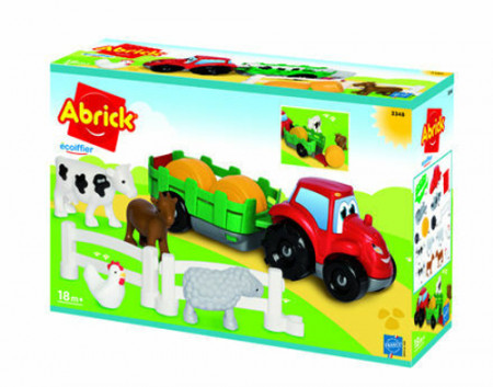 Abrick tractor cu remorca cu 8 animalute