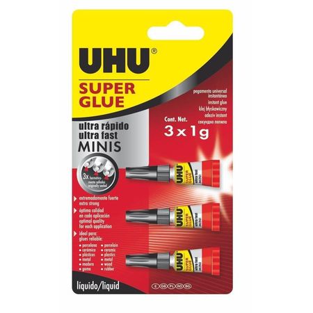 Adeziv instant cianoacrilat UHU Super Glue Mini, 3x1g