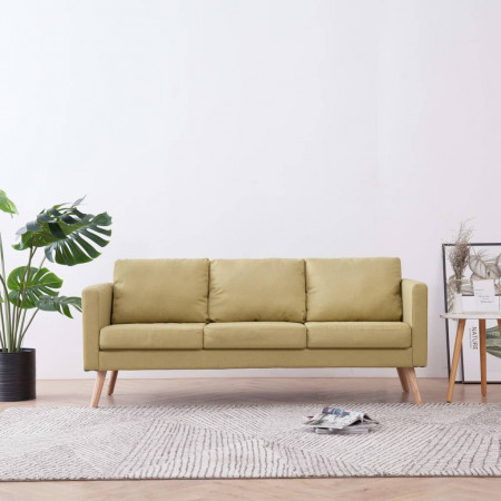 Canapea cu 3 locuri, verde, material textil