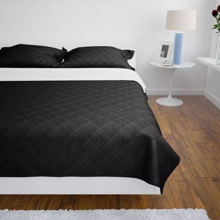 Cuvertură matlasată cu două fețe, 230 x 260 cm, negru/alb