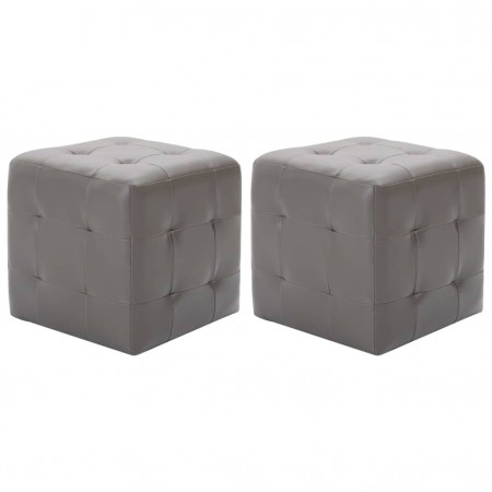 Noptiere, 2 buc., gri, 30x30x30 cm, piele ecologică