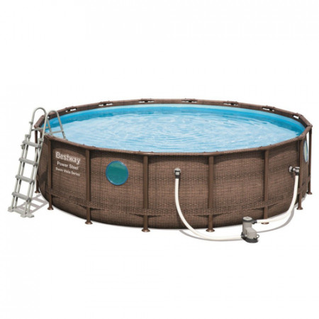 Piscina rotunda cu cadru metalic Bestway Power Steel Vista 488x122cm, 11 in 1, toate accesoriile incluse