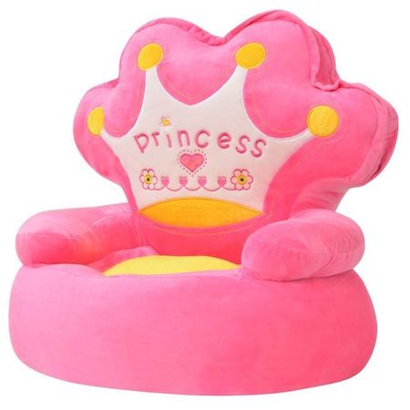Scaun din pluș pentru copii, Princess, roz