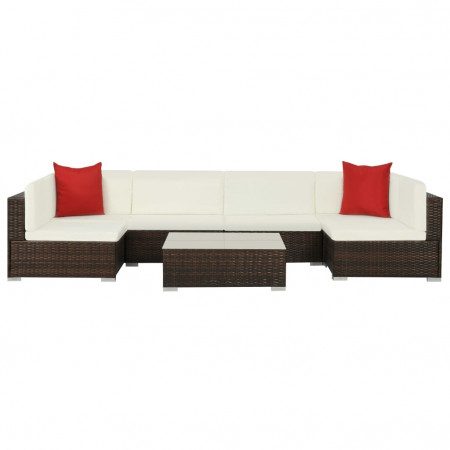Set mobilier de exterior, 23 piese, poliratan, maro