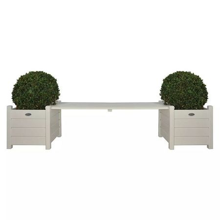 Esschert Jardiniere cu bancă tip pod, alb, CF33W