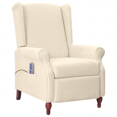 Fotoliu de masaj electric rabatabil, crem, textil