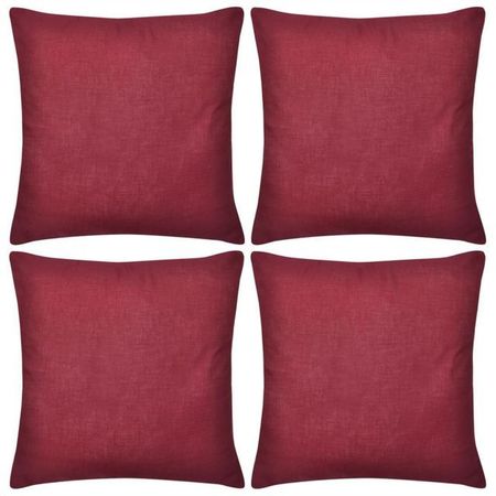 Huse de pernă din bumbac, 80 x 80 cm, roșu burgund, 4 buc.
