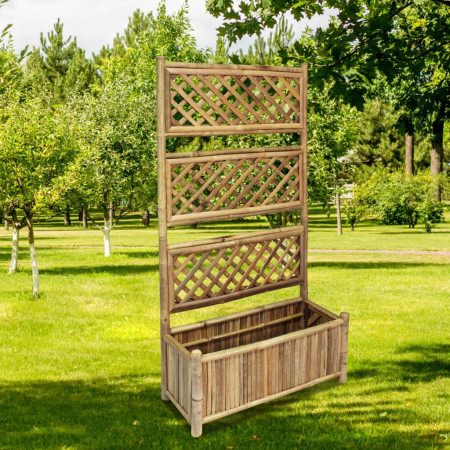 Jardinieră de grădină cu spalier din bambus, 70 cm