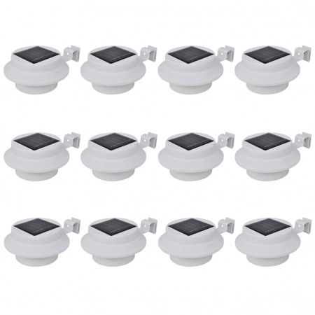 Lămpi solare de exterior pentru gard cu LED, 12 buc., alb