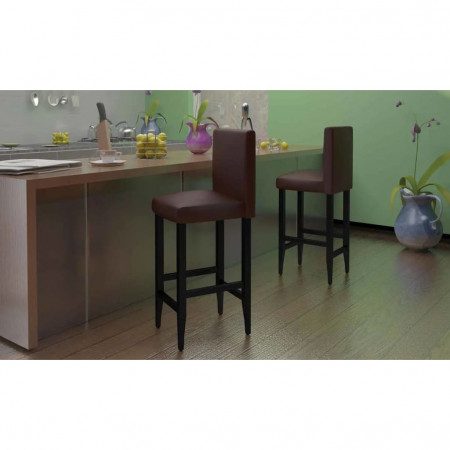 Scaune de bar, 4 buc., piele artificială, maro
