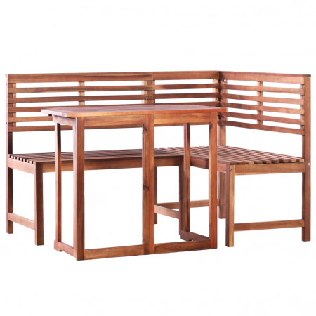 Set masă și colțar de balcon, 2 piese, lemn masiv de acacia