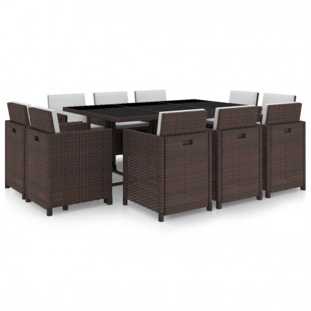 Set mobilier de exterior 31 piese, poliratan, maro