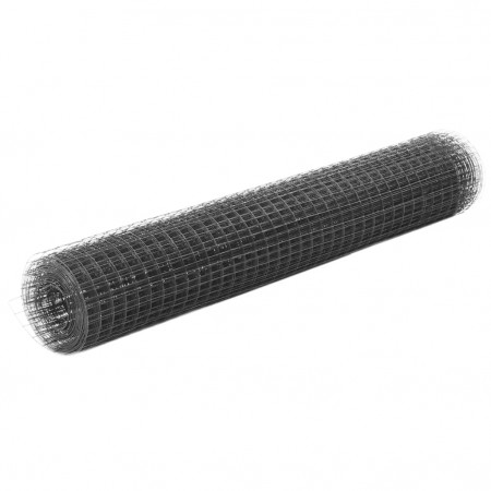 vidaXL Plasă de sârmă, gri, 10 x 1 m, oțel cu înveliș PVC, pătrat