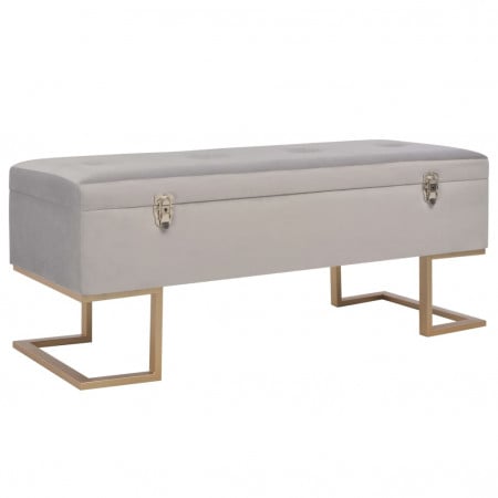 Banchetă cu un compartiment de depozitare gri 105 cm catifea