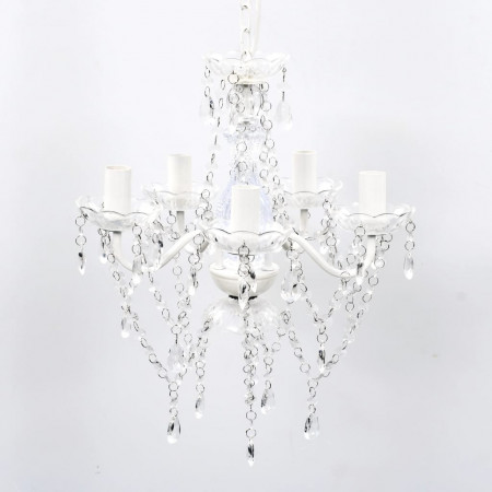 Lustră transparentă de cristal artificial cu 5 becuri